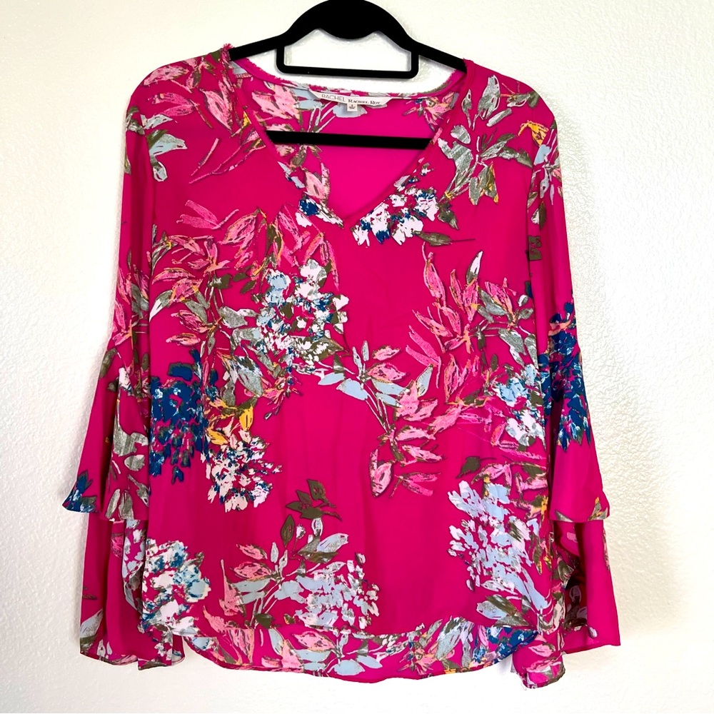 Rachel Roy Floral Bell Sleeve V-neck